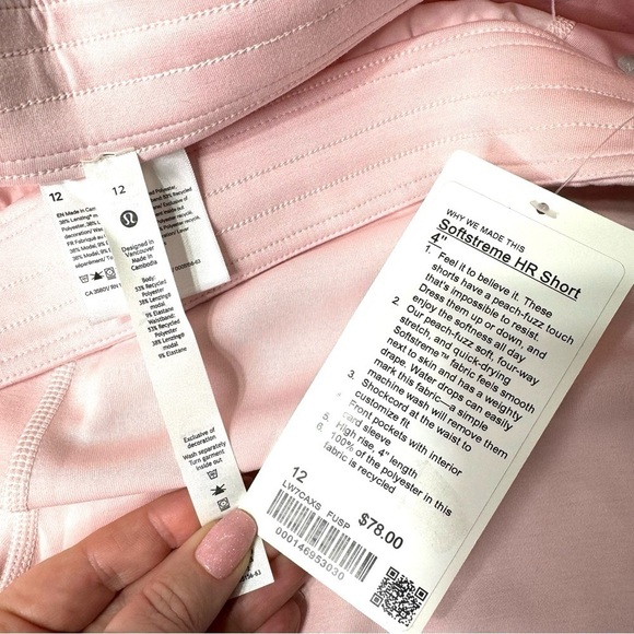 Lululemon Softstreme High Rise Short Flush Pink Shorts 12 NWT - Picture 10 of 10